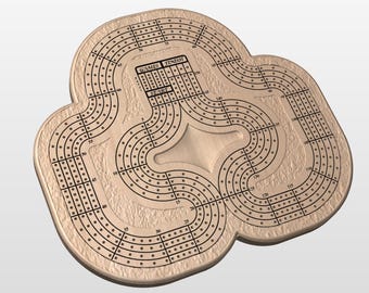 Vierspuriges Twisted Cribbage Board - Digitale Dateien in mehreren Formaten