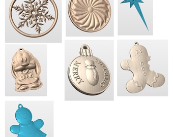 Christmas Ornaments - Set of 7 - Digital STL files
