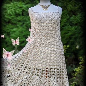 Crochet Dress, Boho Wedding Dress, Pineapple Lace Dress, Party Dress, Cream, Small, Boho Fashion, Festival Fashion, Bridal Wear, Beachwear