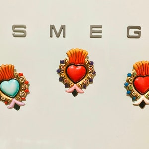 Magnet mexican heart, magnet tin heart from mexico, handmade mexican heart