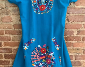 Traditional Mexican dress hand embroidered, gift idea for women. Traditional Dress, Mexican Wedding. Boho style floral dress, Mexican art