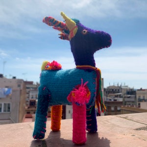 Mexican wool animals: Deer. Typical stuffed toy from Chiapas. Handmade Mexican toys, birthday gift idea for children