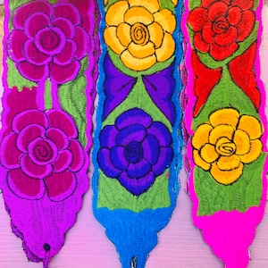 Handmade Mexican style Floral Belt. Hand embroidered folk belt, Mexican Fiesta Girdle