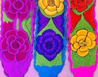 Handmade Mexican style Floral Belt. Hand embroidered folk belt, Mexican Fiesta Girdle