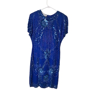 lillie rubin beaded dress 1980s Lillie Rubin Gold Gown - L