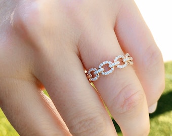 14K Yellow Gold Diamond Cuban Link Ring (.26 ct)