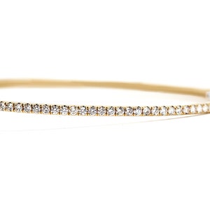 14k GOLD Diamond Bangle Solid 14k & Natural Diamonds, Ladies Bangle Bracelet .71ct. Total wt. Opens Halfway w/ Safety Clasp,Free Shipping image 3