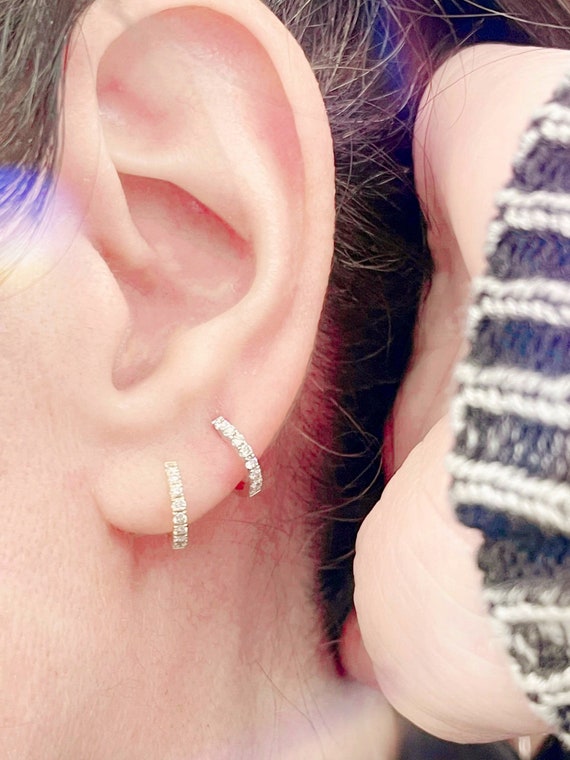 Real Moissanite Hoop Earrings Small Little Tiny Huggie Hoop Earrings Dainty  Fine Jewelry for Women Girls D Color VVS Clarity - AliExpress