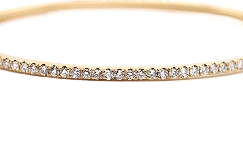 14k GOLD Diamond Bangle Solid 14k & Natural Diamonds, Ladies Bangle Bracelet .71ct. Total wt. Opens Halfway w/ Safety Clasp,Free Shipping image 2