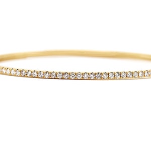 14k GOLD Diamond Bangle Solid 14k & Natural Diamonds, Ladies Bangle Bracelet .71ct. Total wt. Opens Halfway w/ Safety Clasp,Free Shipping image 1