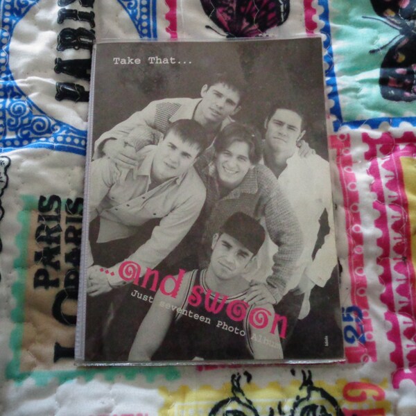 Take That Small Photo Album Music Memorabilia Band Image On front Cover from Just Seventeen Five Members Vintage Collectable Boyband TT