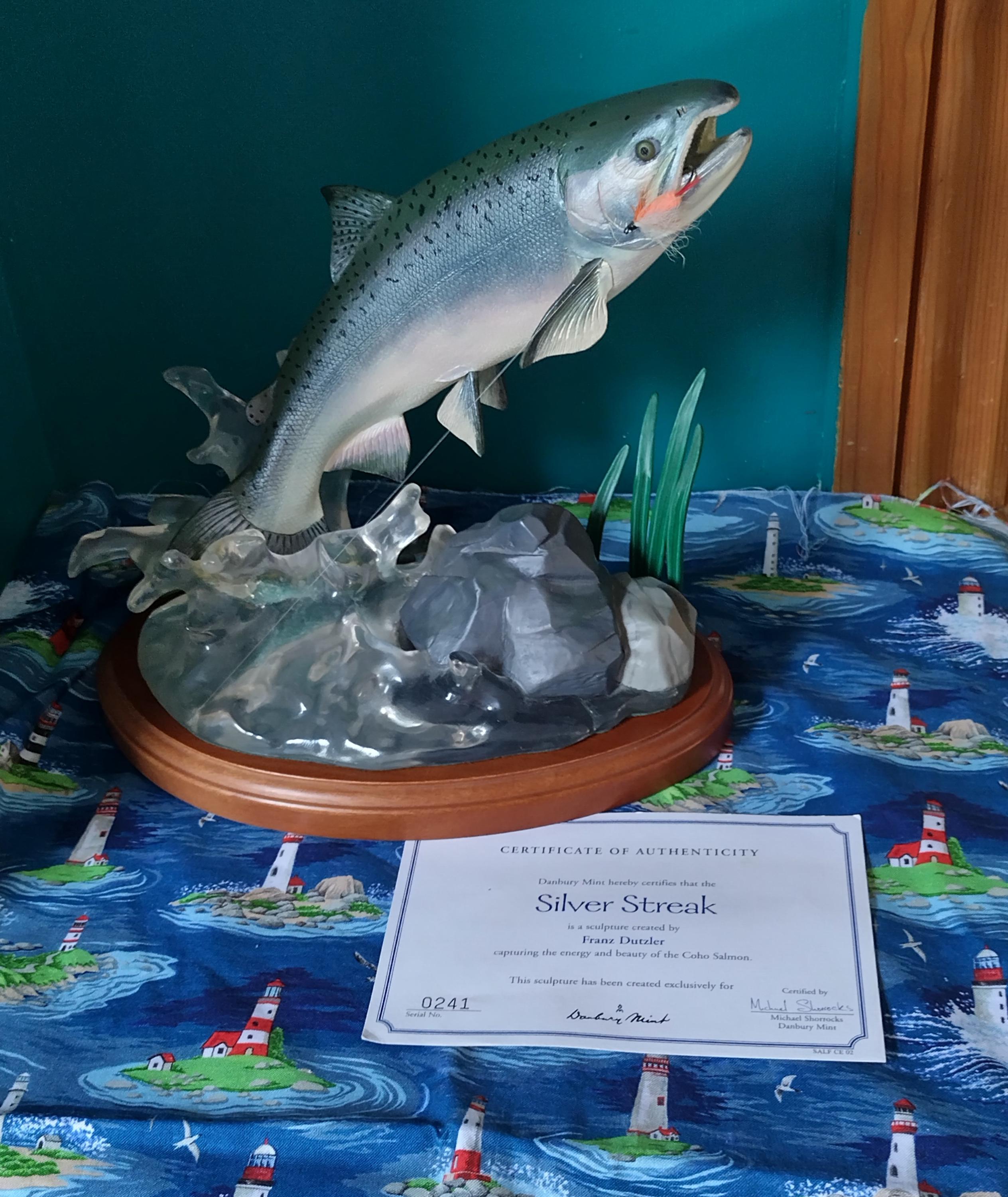 .Seaトラウトブローチ(アメマス/木彫塗装)【1点物】★最終価格★ Silver Streak Fish Sculpture by Franz Dutzler Exclusively for