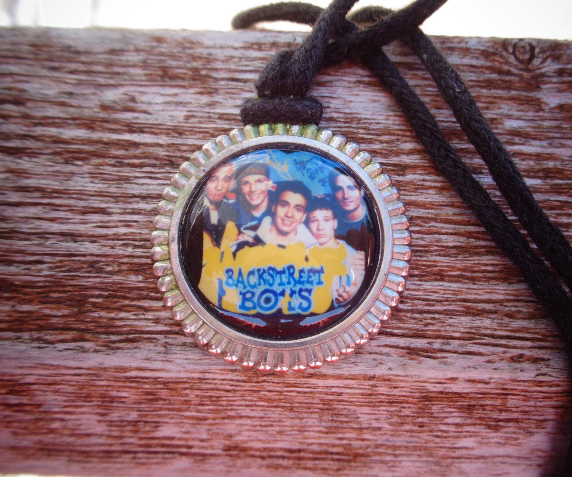 Rare Backstreet Boys Pendant Necklace on Rope With Group Image