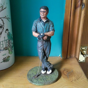 Vintage Sculpture 1987 Michael Garman Golfing Man Resin on