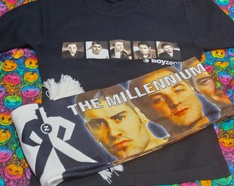 Boyzone The Millennium Tour Concert Double Sided Scarf Or Double Sided T-Shirt Music Memorabilia Group Image Vintage Collectable Merchandise