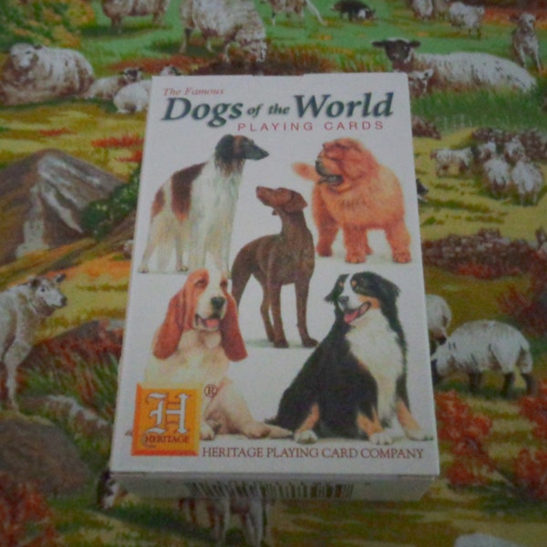 Rares les célèbres chiens du monde Cartes à jouer de Heritage Playing Card Company Collectors Article vintage Illustrations couleur à collectionner