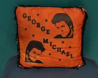 Very Rare George Michael Cushion Pillow Music Memorabilia Collectable Printed Image Orange With Black Tassel Collectable Vintage Wham