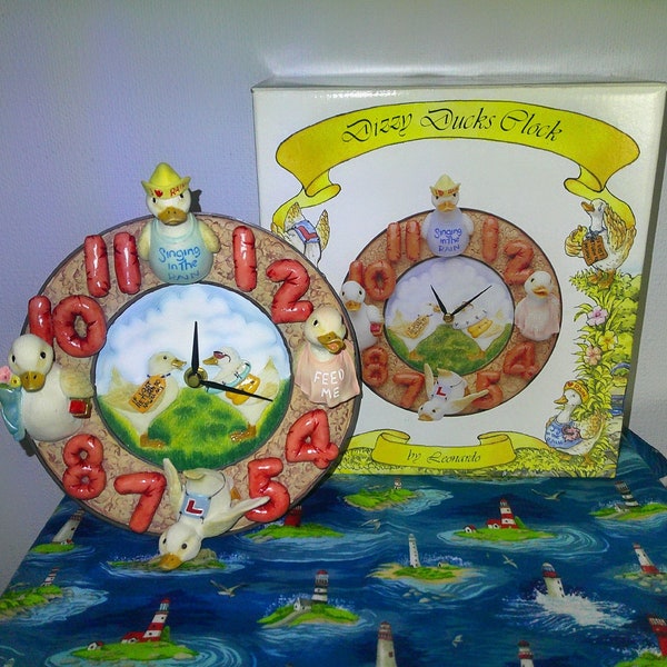Rare Delightful Unique 'Dizzy Ducks' Wall Clock Duck Leonardo Collection Boxed Original Packing Collectable Large Numbers Raised 3D Effect
