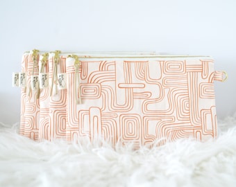 Caramel Line Anthro Inspired Makeup Bag  / Makeup Pouch / Cosmetic Bag  / Toiletry Bag / Coin Purse / Gift for Her / Best Friend Gift / Boho