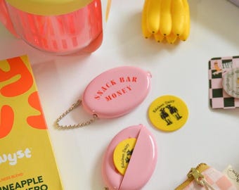 Snack Bar Money Retro Vintage Rubber Coin Pouch Keychain