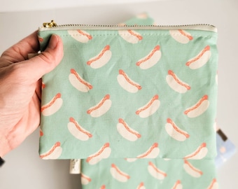 Hot Dog Pouch / Makeup Bag  / Makeup Pouch / Cosmetic Bag  / Toiletry Bag / Coin Purse / Gift for Her / Best Friend Gift / Pencil Pouch