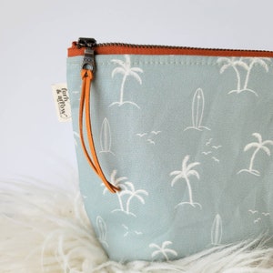 Palms Makeup Bag / Cosmetic Bag / Travel Bag / Essential Oil Bag / Handmade Bag / Gift For Her / Best Friend Gift Teal Palms