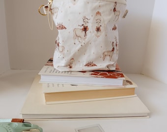 Whimsical Nursery Wet Bag: Waterproof Cotton Canvas Diaper Bag (9x8x3 inches)