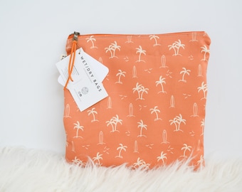 Rust Beach Palms Wet Bag: Waterproof Zippered Pouch