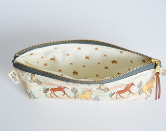 Western Horses Boxy Pencil Pouch / Wendy Busch x Fern & Arrow Collab