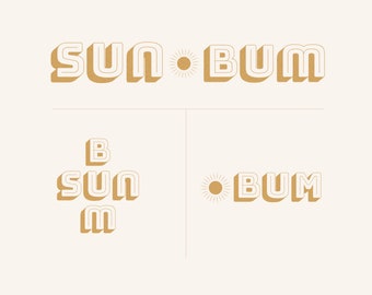 SunBum Logo / Stamp Logo / Logo Design / Premade Logo Template / Retro Logo / Boho Logo / Modern Logo / Custom Logo / Minimal Logo Design