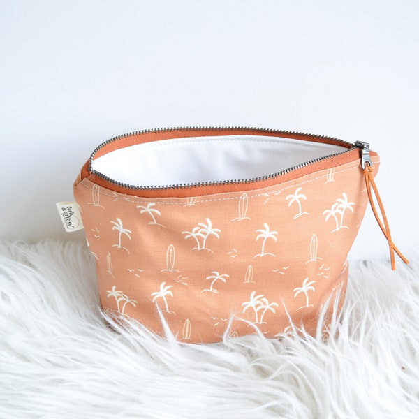 Palms Print Waterproof Wet Bag: Cotton Canvas Beach Pouch