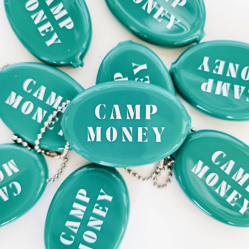Camp Money Retro Vintage Rubber Coin Pouch Keychain image 2