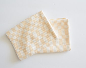 Waffle Knit Towel - Yellow Checkers