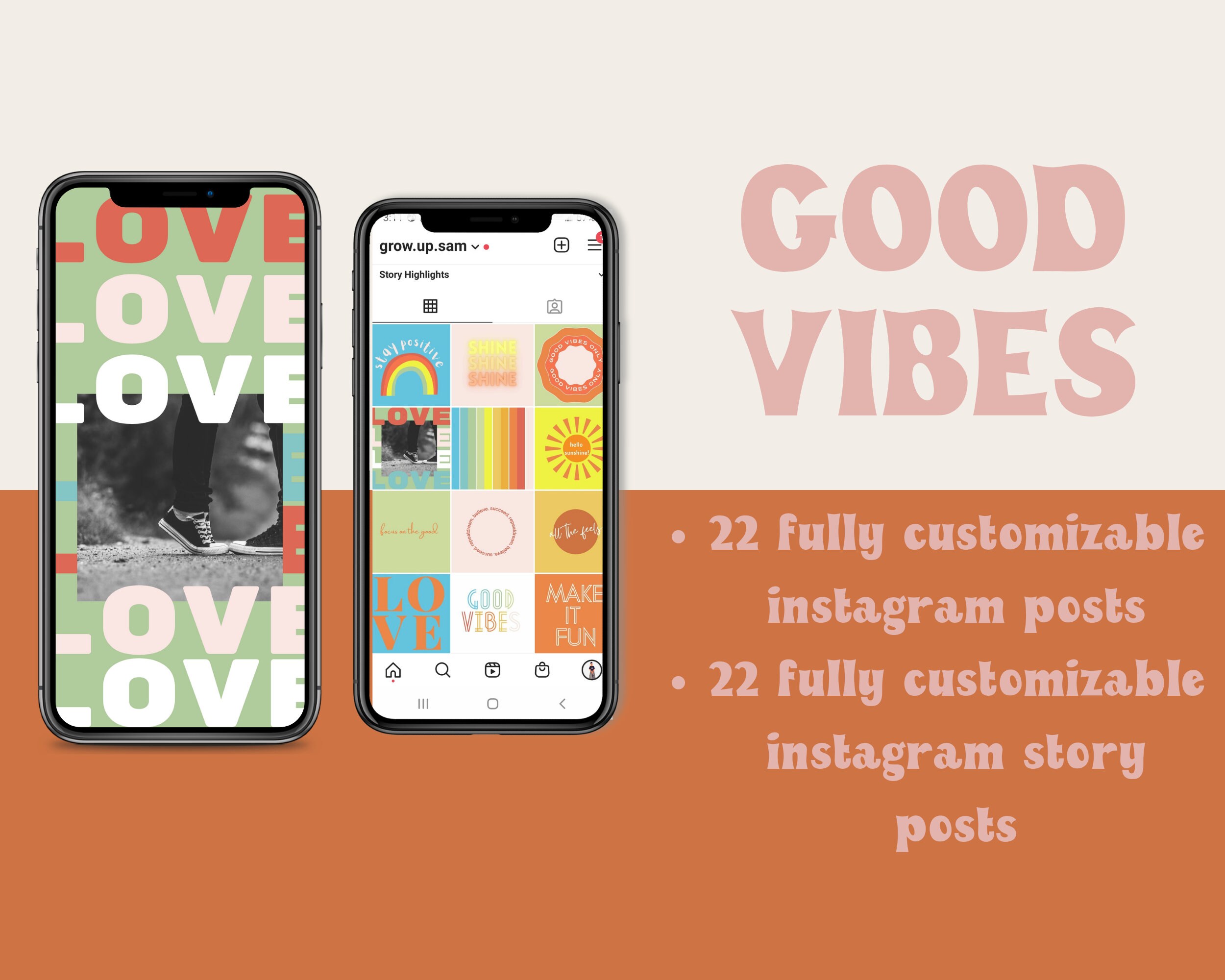 Good Vibes Instagram Template / Retro Instagram Post Template Etsy