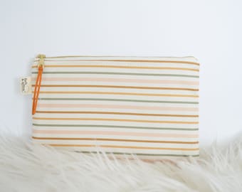 Stripe Anthro Inspired Makeup Bag  / Makeup Pouch / Cosmetic Bag  / Toiletry Bag / Coin Purse / Gift for Her / Best Friend Gift / Boho Gift