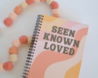 Seen Known Loved Lined Spiral Journal Notebook