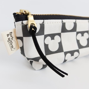 Black Checkered Mouse Boxy Pencil Pouch