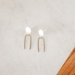 Mini Modern Brass Minimalist Arch Earring image 2