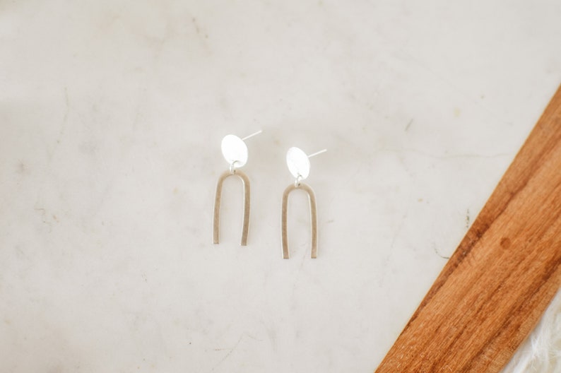 Mini Modern Brass Minimalist Arch Earring image 2