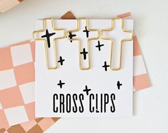 Gold Cross Bookmark Clip Set