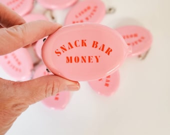 Snack Bar Money Retro Vintage Rubber Coin Pouch Keychain