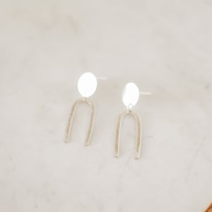 Mini Modern Brass Minimalist Arch Earring image 1