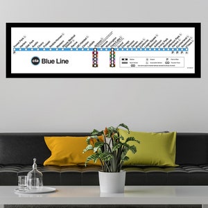 Printed CTA Blue Line Map