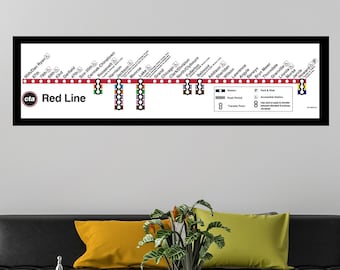 Framed Canvas - CTA Red Line Map