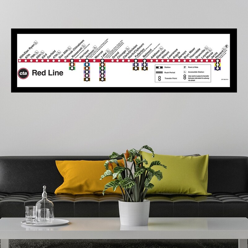 Chicago Map Red Line - Etsy