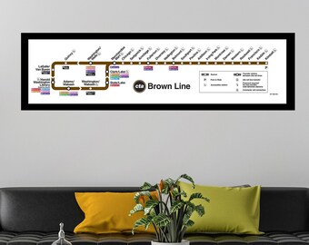 Framed Canvas - CTA Brown Line Map