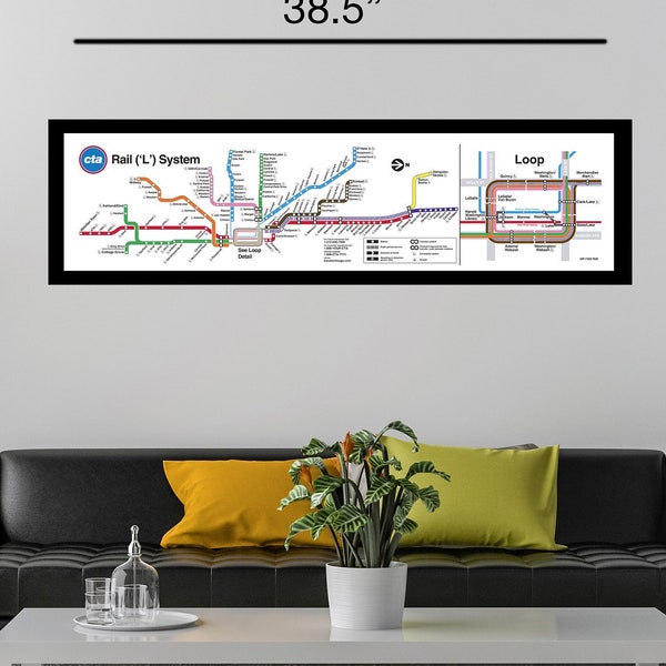 Framed Canvas - CTA Full Rail Map