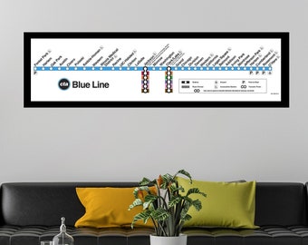 Framed Canvas - CTA Blue Line Map