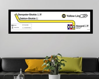 Framed Canvas - CTA Yellow Line Map