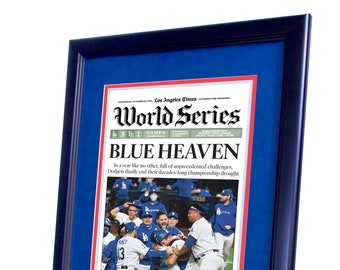 Framed Newspaper Cover - 2020 The LA Times Dodgers MLB World Series - Blue Heaven